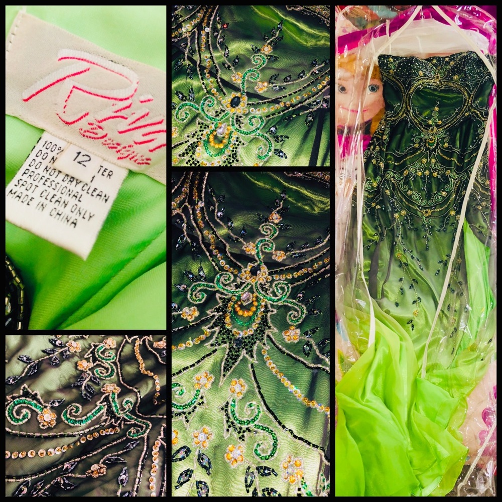 Prom dress, strapless, green, size 12